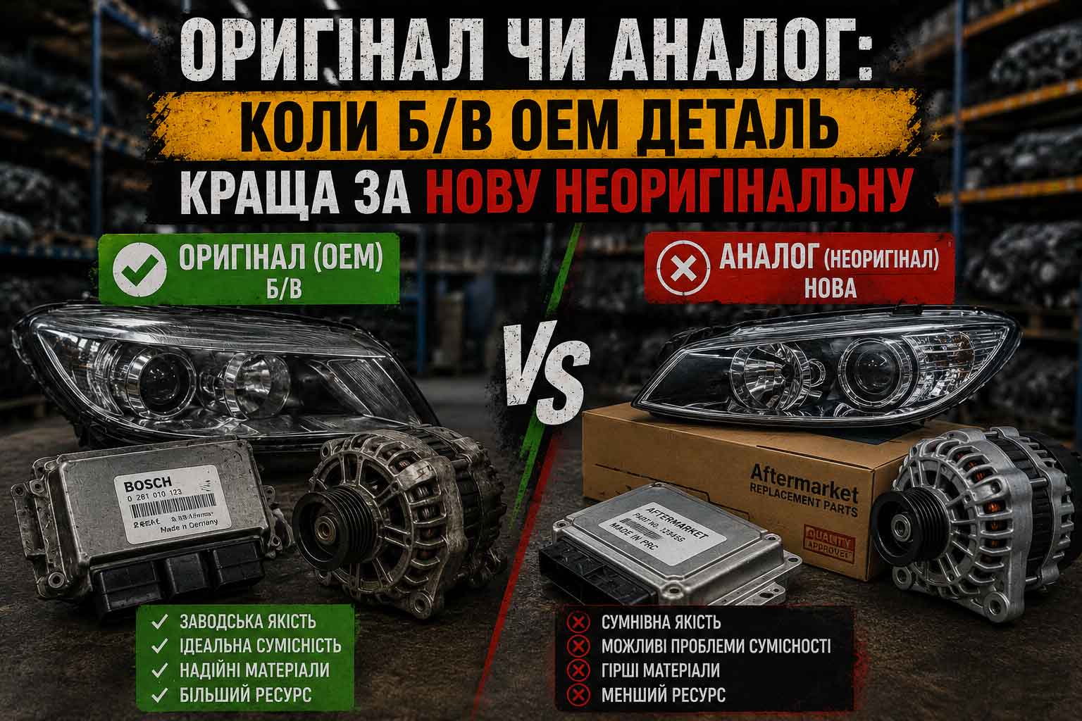 Оригінал чи аналог: коли б/в OEM деталь краща за нову неоригінальну