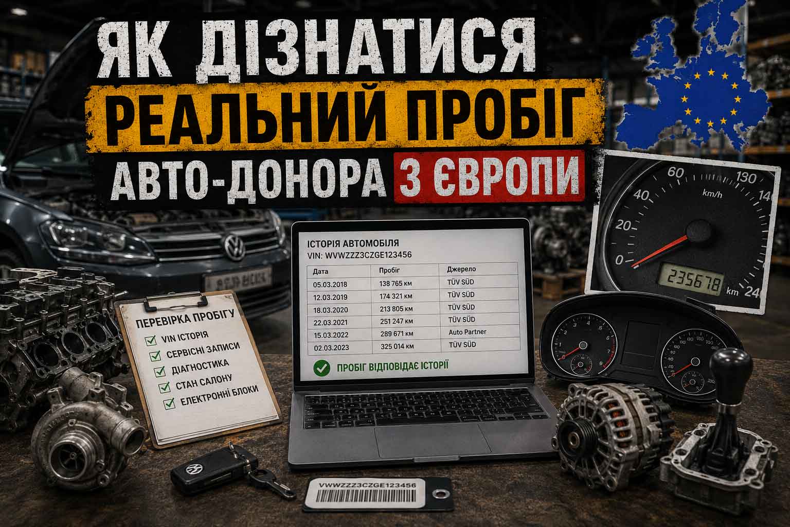 Як дізнатися реальний пробіг авто-донора з Європи
